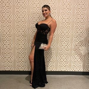 Black long lace formal dress size M